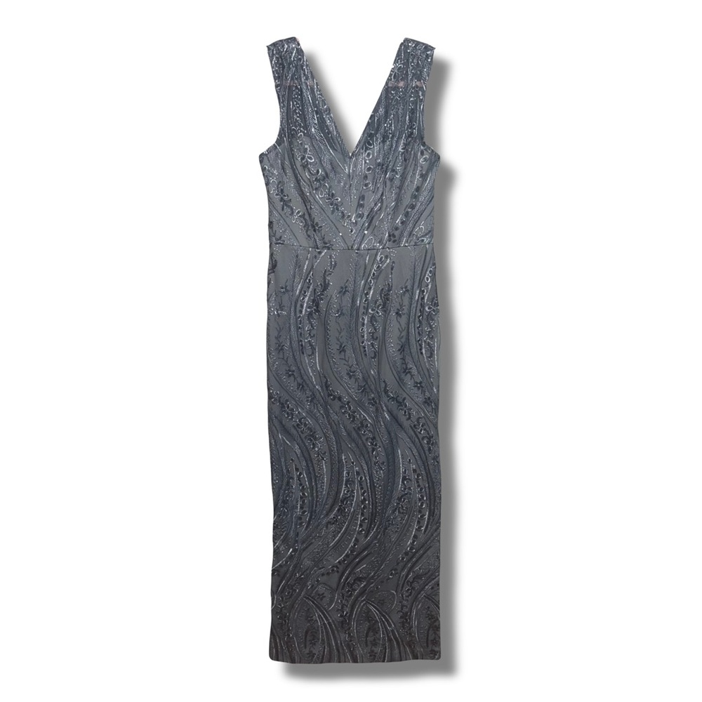 NWT JSCollections Silver Embroidered Sequin Dress